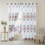 Embroidered Medallion Curtain Set – 2 Panel Window Drapes with Attached Backing & Matching Valance Pink Furniture & Decor - Tophatter Daily Deals