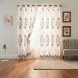 Embroidered Medallion Curtain Set – 2 Panel Window Drapes with Attached Backing & Matching Valance Furniture & Decor - Tophatter Daily Deals