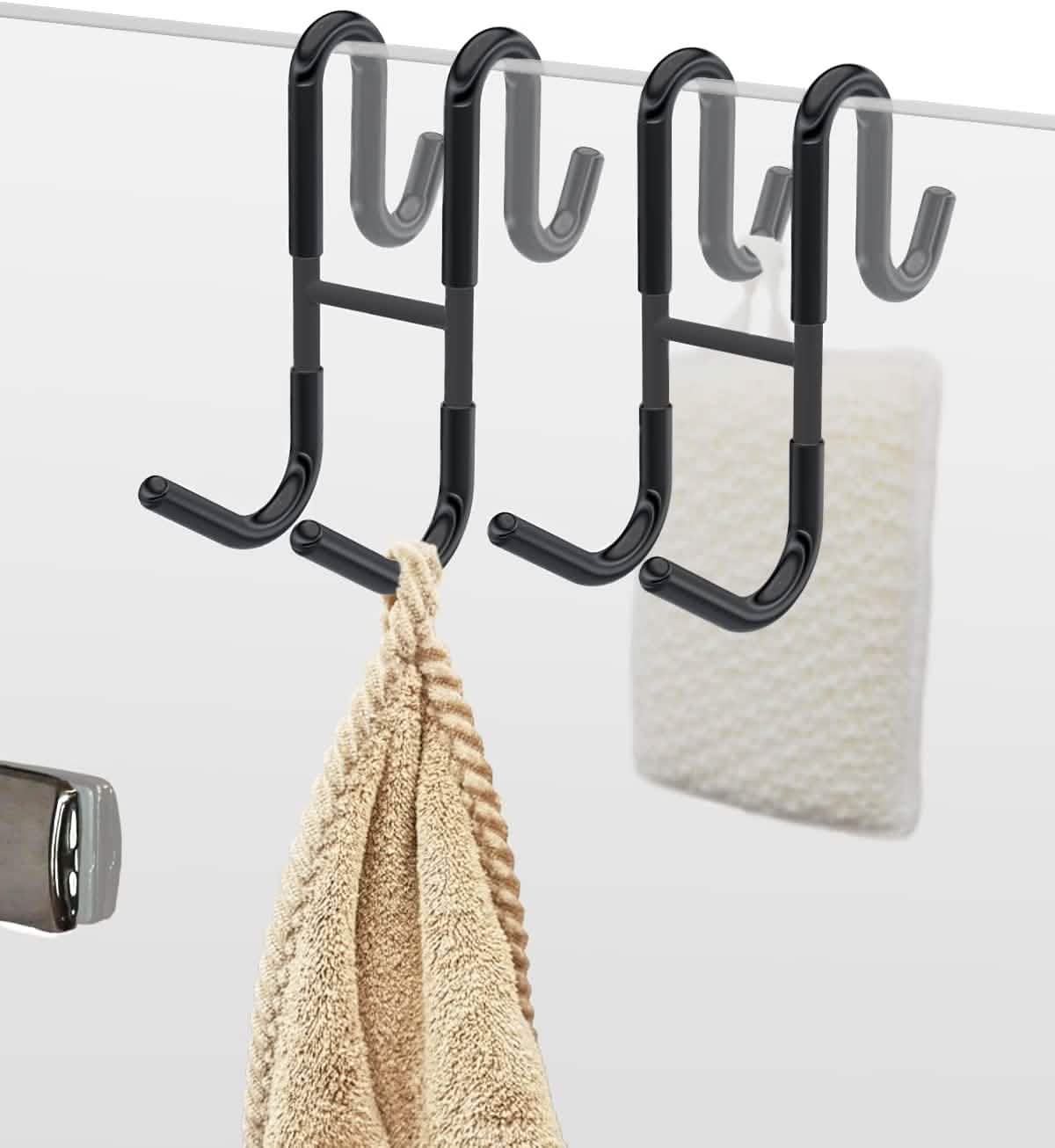 Rust-Resistant Door Mount Shower Hook – Strong Multifunctional Hanging Hook Black Home Improvement - Tophatter Daily Deals