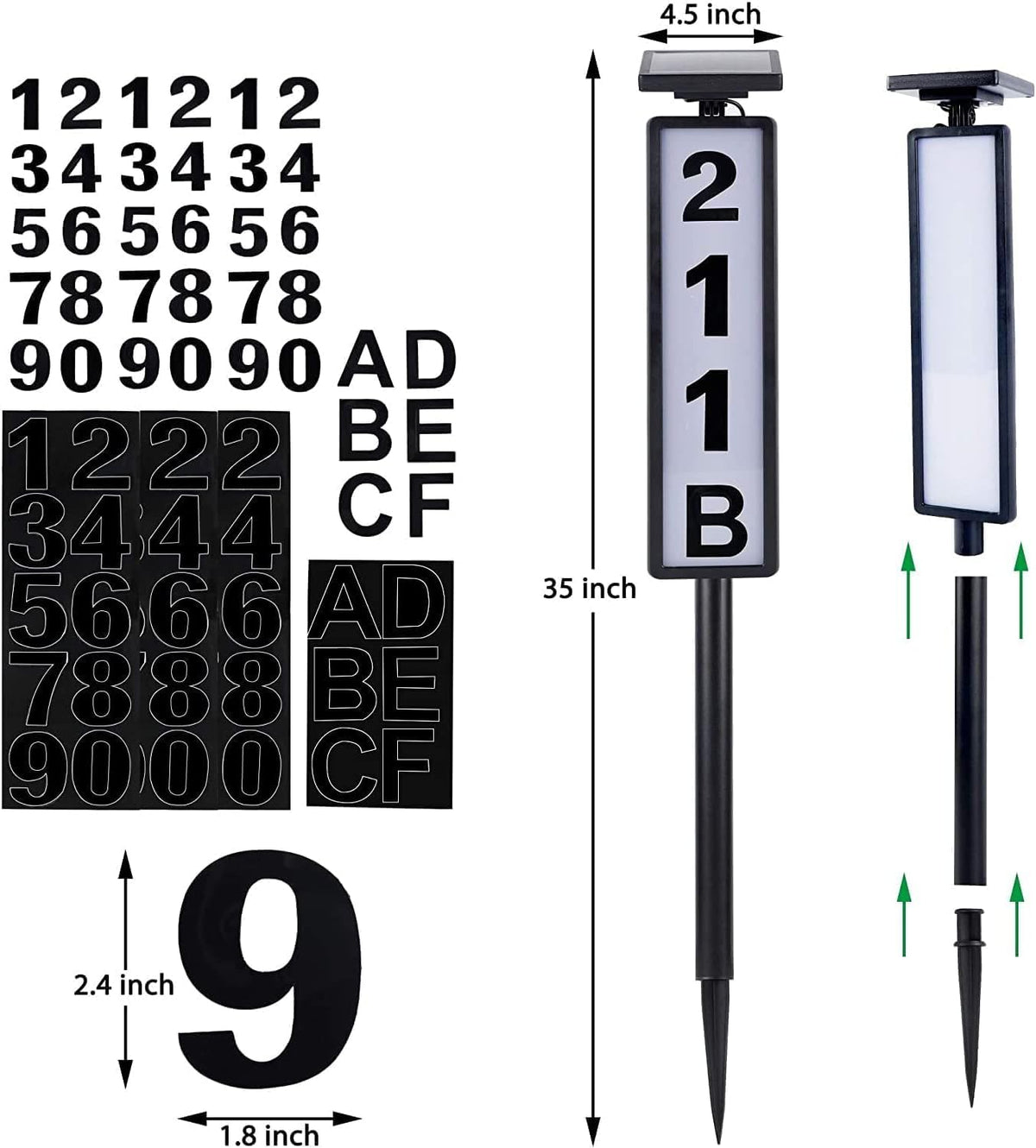 Solar Lighted House Address Sign – LED Illuminated Outdoor Plaque with Ground Stake for Yard, Garden & Home Outdoor Lighting - Tophatter Daily Deals