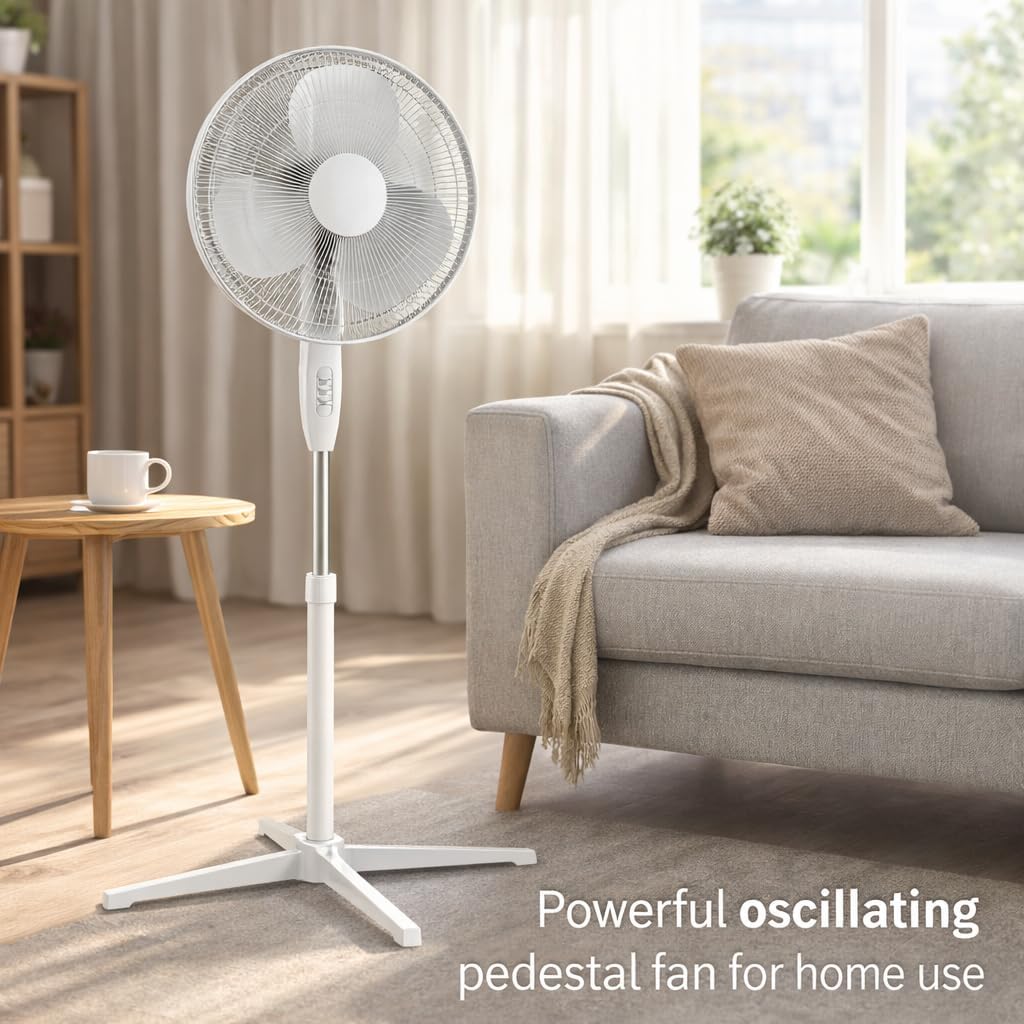 16 Inch Pedestal Oscillating Fan with Remote Household Appliances - Tophatter Daily Deals
