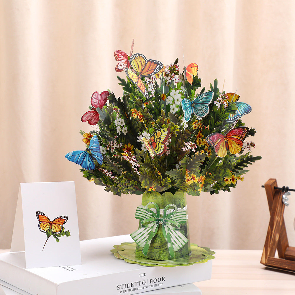3d Stereoscopic Greeting Cards Creative Bouquet Stereoscopic Greeting Cards Butterfly Bouquet 0 - Tophatter Daily Deals