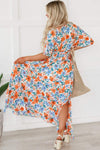 Tied Slit Printed Half Sleeve Maxi Dress Casual Dresses - Tophatter Daily Deals