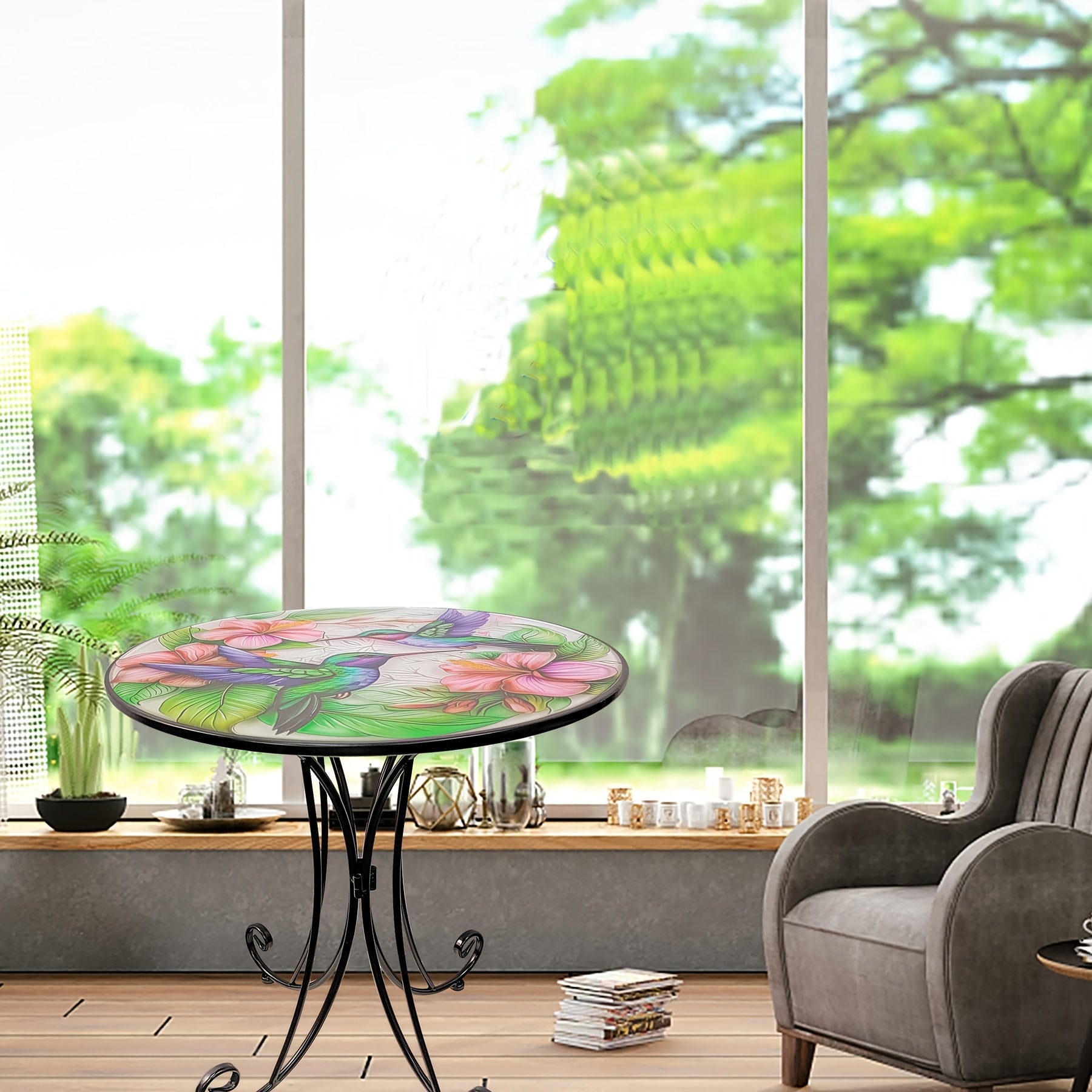 Round Metal Side Table Hummingbird Furniture > Outdoor > Outdoor Tables - Tophatter Daily Deals