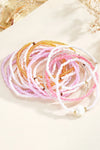 Light Pink Bohemian Beaded Shell Ornament Bracelet Set Bracelets - Tophatter Daily Deals