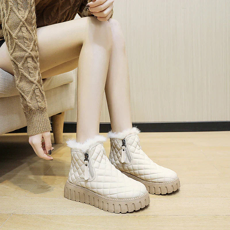 Warm Cozy Women's Ankle Boots – Quilted Faux Fur, Winter - Tophatter Daily Deals