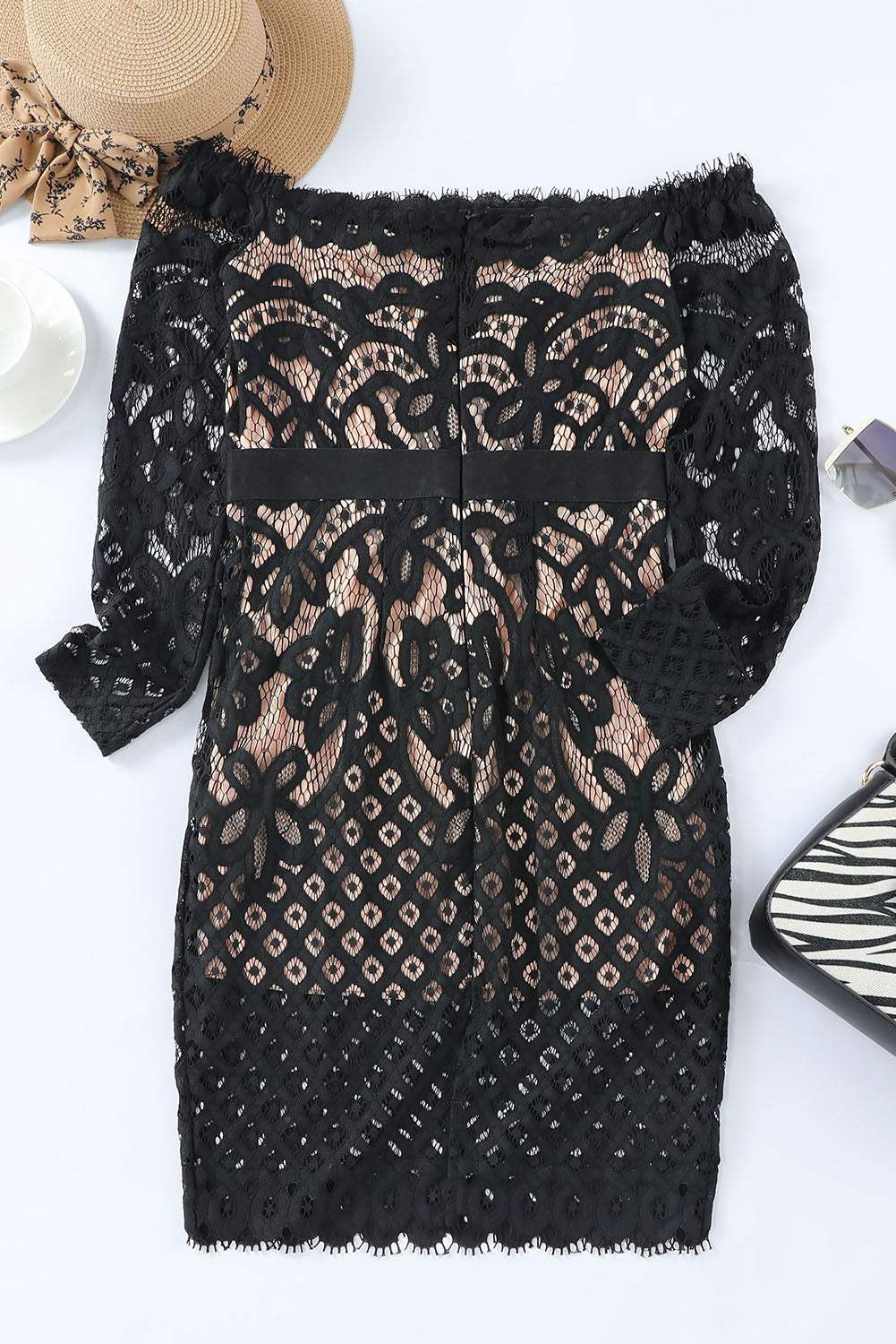 Off-Shoulder Long Sleeve Lace Dress Cocktail Dresses - Tophatter Daily Deals