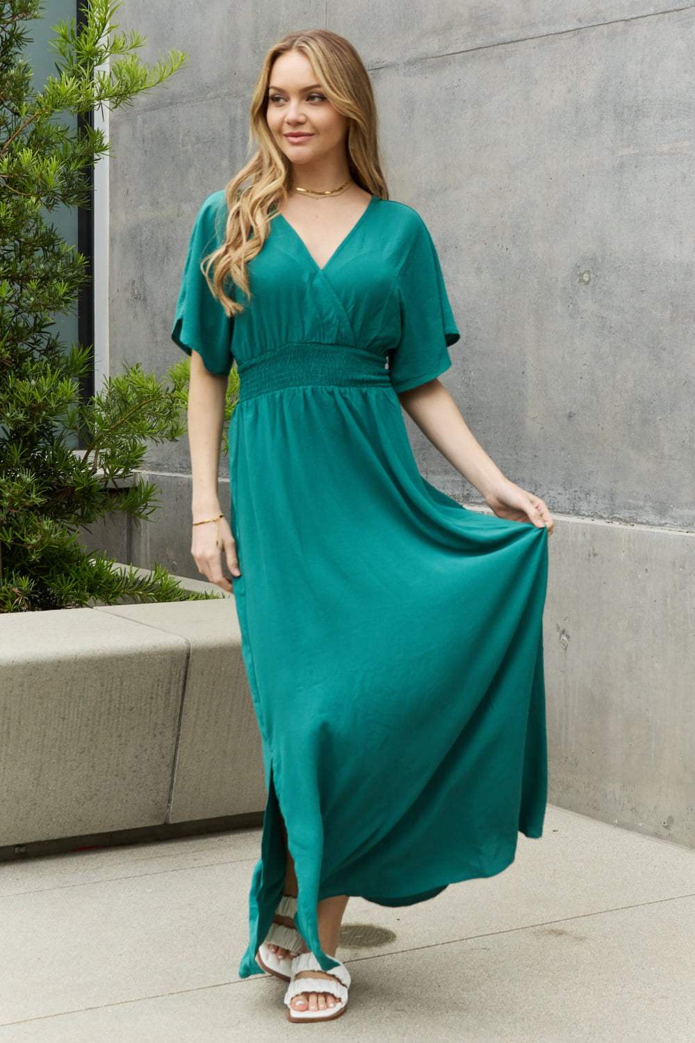 ODDI Full Size Woven Wrap Maxi Dress Casual Dresses - Tophatter Daily Deals