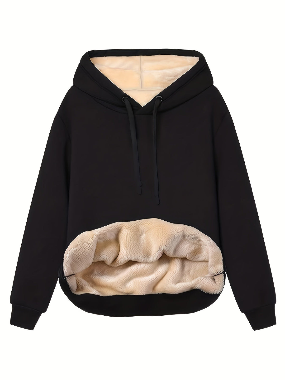 Insulating Women’s Hoodie - Relaxed Pullover, Fleece Black - Tophatter Daily Deals