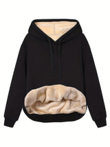 Insulating Women’s Hoodie - Relaxed Pullover, Fleece Black - Tophatter Daily Deals