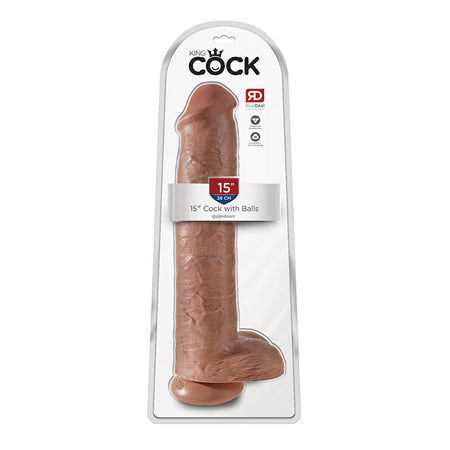 King Cock 15in Cock with Balls - Tan - Tophatter Daily Deals