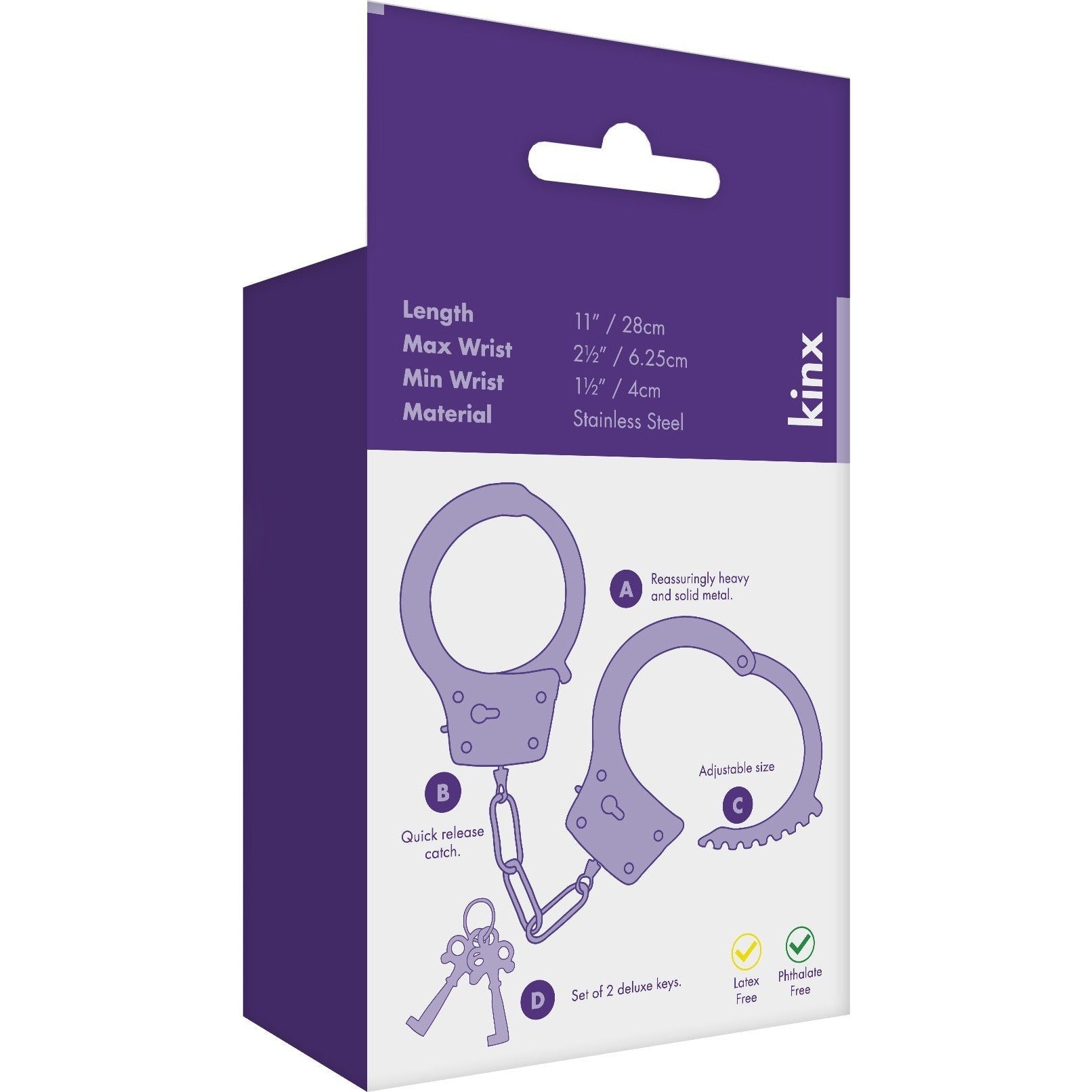 Kinx Heavy Metal Handcuffs in Silver Bondage - Tophatter Daily Deals