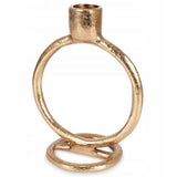 Round Ring Gold Metal Candlestick | Tapered Dinner Candle Holder - 15 cm Candle Holder - Tophatter Daily Deals