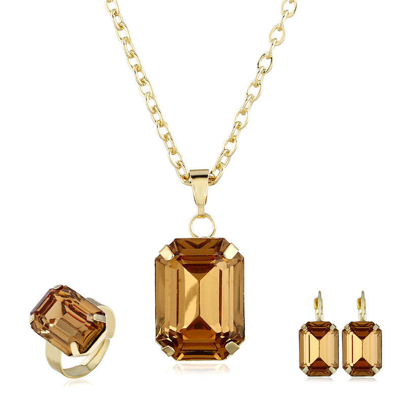 Bridal jewelry European and American jewelry set Champagne 0 - Tophatter Daily Deals