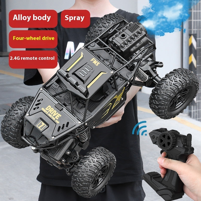 Alloy Remote Control Off-road Vehicle Four-wheel Climbing Rechargeable Racing Car Black 28cm Spray 0 - Tophatter Daily Deals