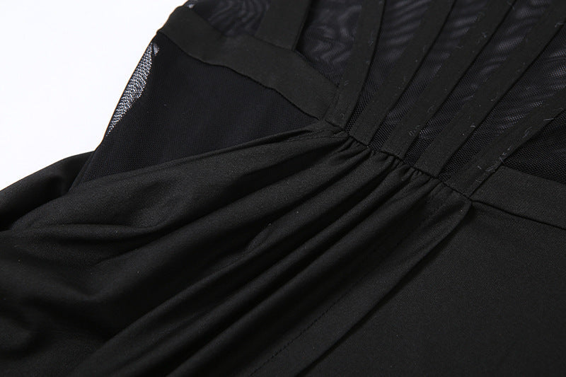 Back Mesh Pierced Air Quality Temperament Slit Dress 0 - Tophatter Daily Deals