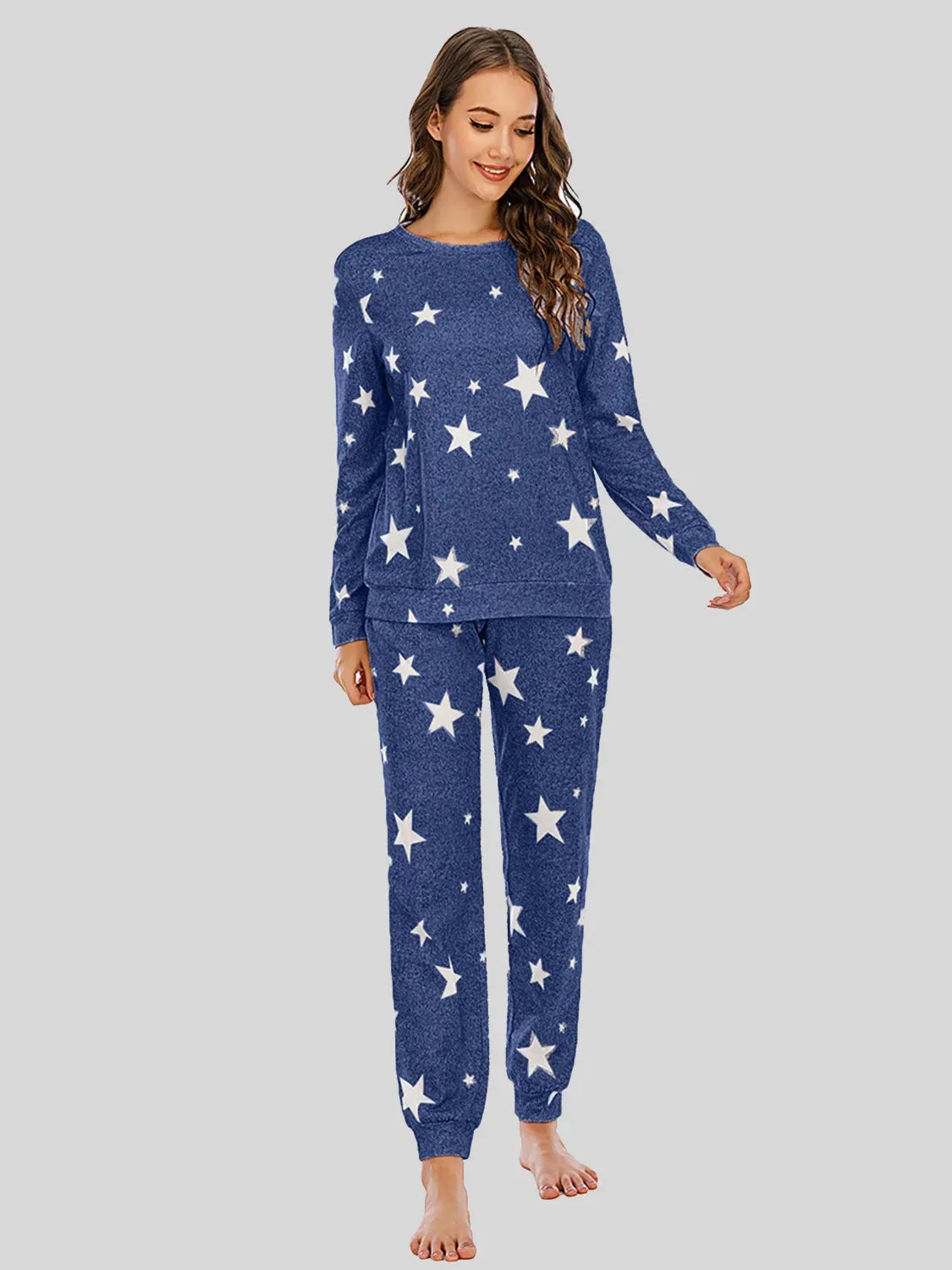 Star Top and Pants Lounge Set Peacock Blue Loungewear Sets Apparel & Accessories Fast Shipping Free Shipping H#Y Lingerie Sleepwear Loungewear Loungewear Sets New Deals Sexy sexy lingerie Ship From Overseas Ship from USA USA USA STOCK - Tophatter Daily Deals And Savings
