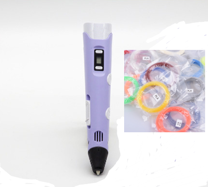 3D print pen 3D pen two generation graffiti 3D stereoscopic paintbrush children puzzle painting toys Purple+Consumables 0 - Tophatter Daily Deals