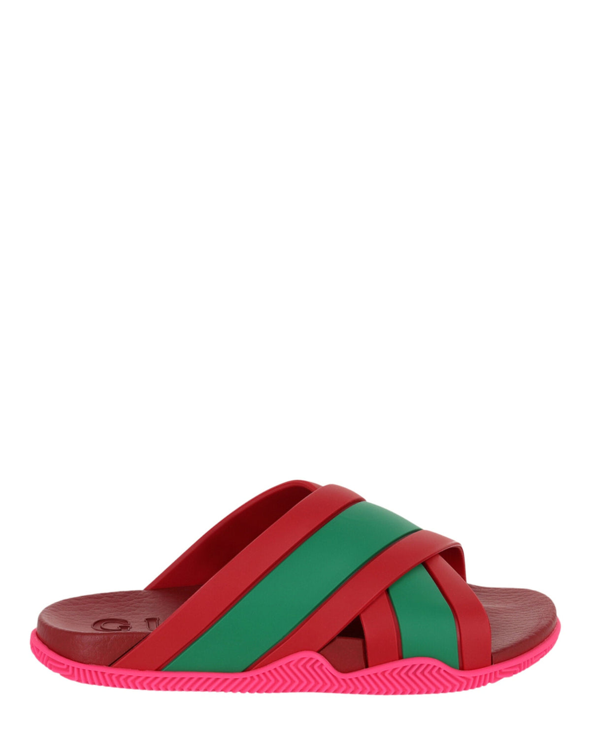 Gucci Rubber Web Striped Sandals Coral New Sham Coral Footwear - Tophatter Daily Deals