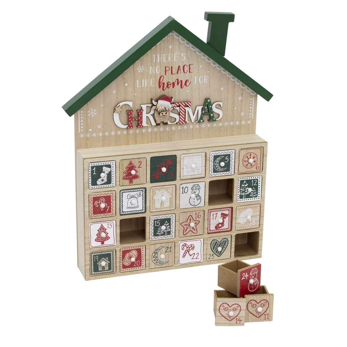 Wooden House Highland Cow Christmas Advent Calendar | Fill Your Own Calendar Advent Calendar - Tophatter Daily Deals