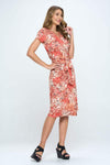 RENEE C Floral Tie Front Surplice Short Sleeve Dress Casual Dresses - Tophatter Daily Deals