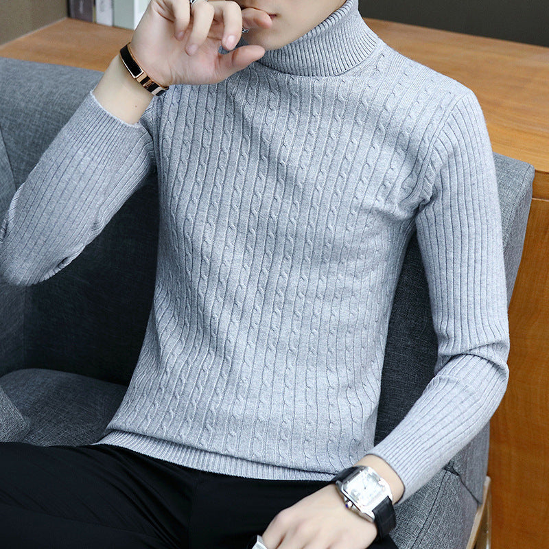 Fitted Men’s Turtleneck Sweater - Slim Fit Cotton Blend Grey 3D Changing Face Moving Picture Frame - Tophatter Daily Deals
