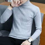 Fitted Men’s Turtleneck Sweater - Slim Fit Cotton Blend Grey 3D Changing Face Moving Picture Frame - Tophatter Daily Deals