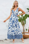 Printed V-Neck Wide Strap Dress Casual Dresses - Tophatter Daily Deals