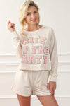 WIFE OF THE PARTY Round Neck Top and Shorts Lounge Set Loungewear Sets - Tophatter Daily Deals