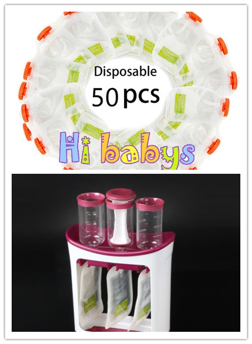 Baby Food Maker Squeeze Food Station Organic Food For Newborn Fruit Container Storage 1machine 50 pouches 0 - Tophatter Daily Deals