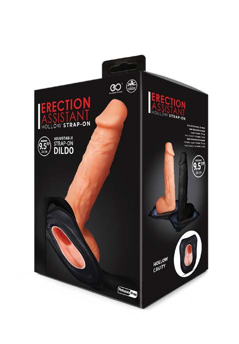 Erection Assistant Hollow Strap On 9.5 Inch Flesh Adjustable Harness Dildo > Dildos > Hollow Strap Ons - Tophatter Daily Deals