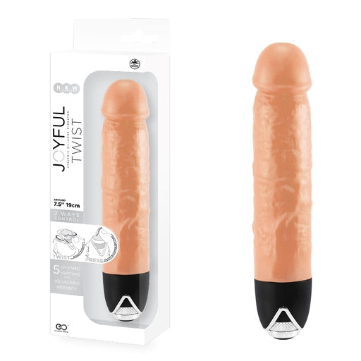 Joyful Twist Silicone Vibrator 7.5 Inch Flesh Color with 2-Way Control and 5 Dynamic Rhythms > Vibrators > Realistic Vibrators - Tophatter Daily Deals