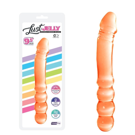 Lust Jelly PVC 9.5 Inch Double Dong Orange > Dildos > Double Dildos - Tophatter Daily Deals