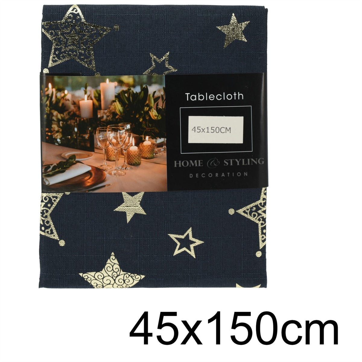 Navy Blue & Gold Table Runner | Fabric Christmas Table Runner - 45x150cm Table Runner - Tophatter Daily Deals