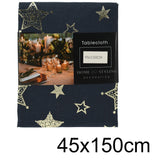 Navy Blue & Gold Table Runner | Fabric Christmas Table Runner - 45x150cm Table Runner - Tophatter Daily Deals