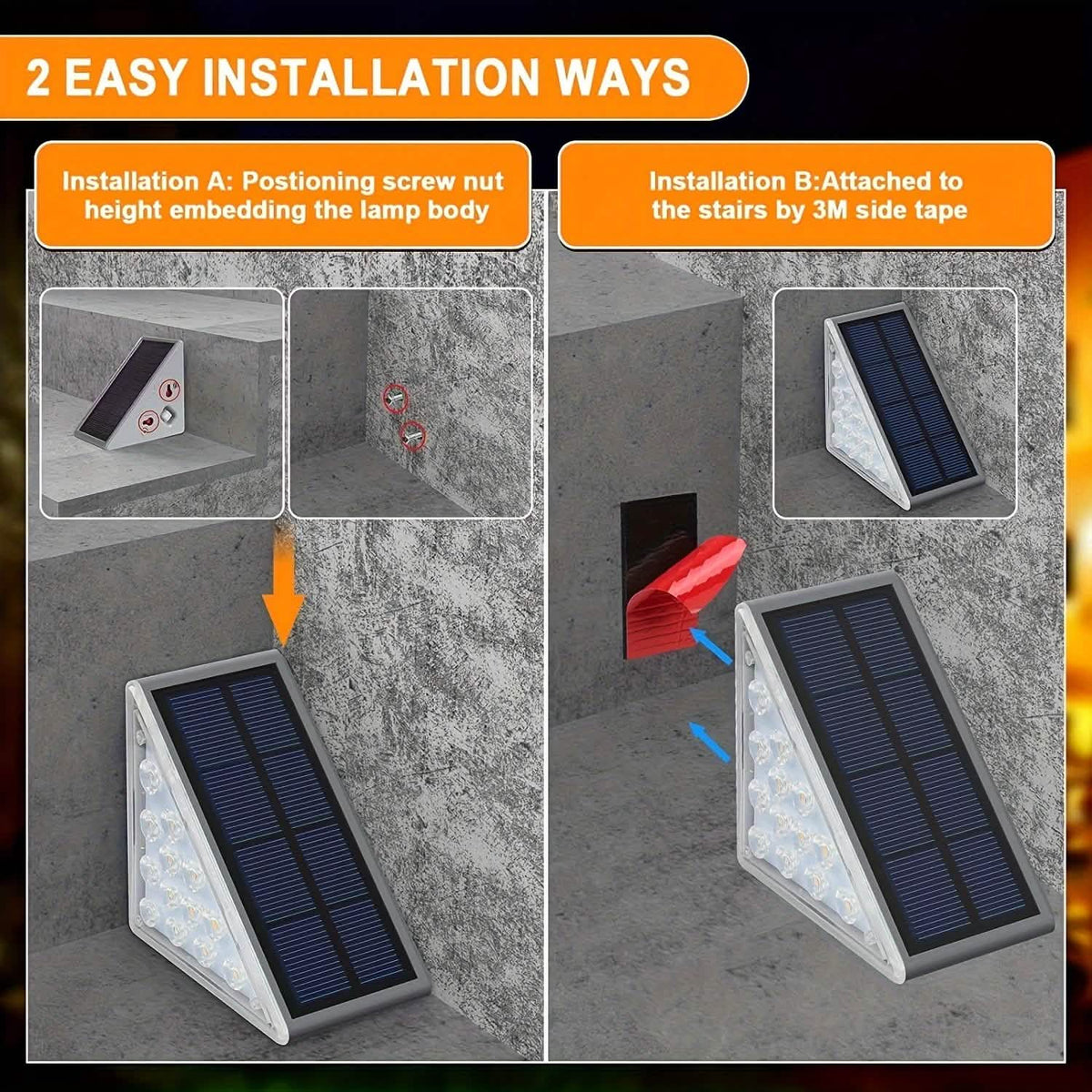 2-Pack: Solar Step Lights, 15 LED IP67 Deck and Stair Lights