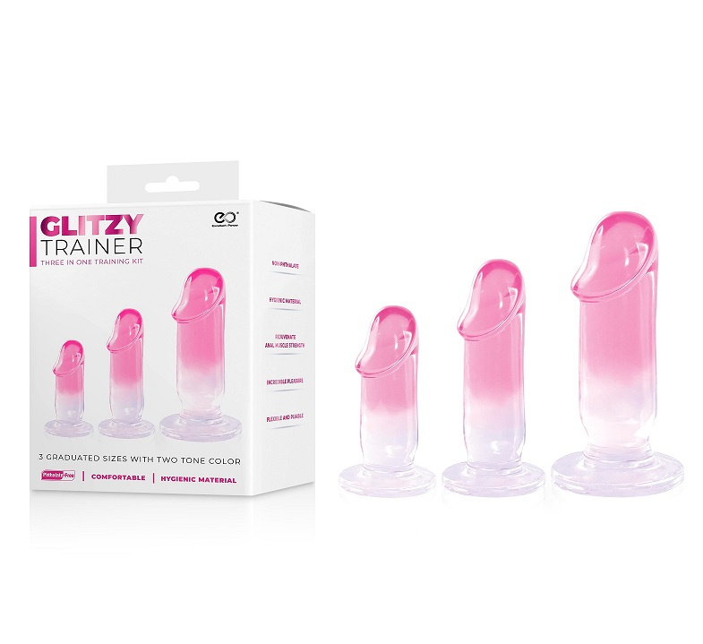 Glitzy Trainer 3 in 1 Dong Kit Pink with 3 Graduated Sizes and Two Tone Color > Sex Toys > Dilators - Tophatter Daily Deals