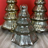 Silver Glass Christmas Tree | Freestanding Mottled Gold Tree Ornament - 13cm Ornament - Tophatter Daily Deals