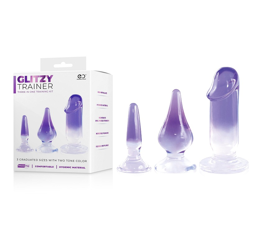 Glitzy Trainer 3 in 1 Dong Mixed Set Purple with 3 Graduated Sizes and Two Tone Color > Sex Toys > Dilators - Tophatter Daily Deals