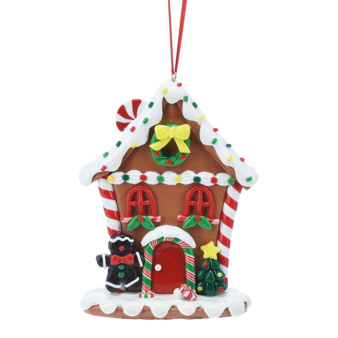 Gingerbread House Christmas Bauble | Candy Cane House Tree Ornament - 11cm Ornament - Tophatter Daily Deals