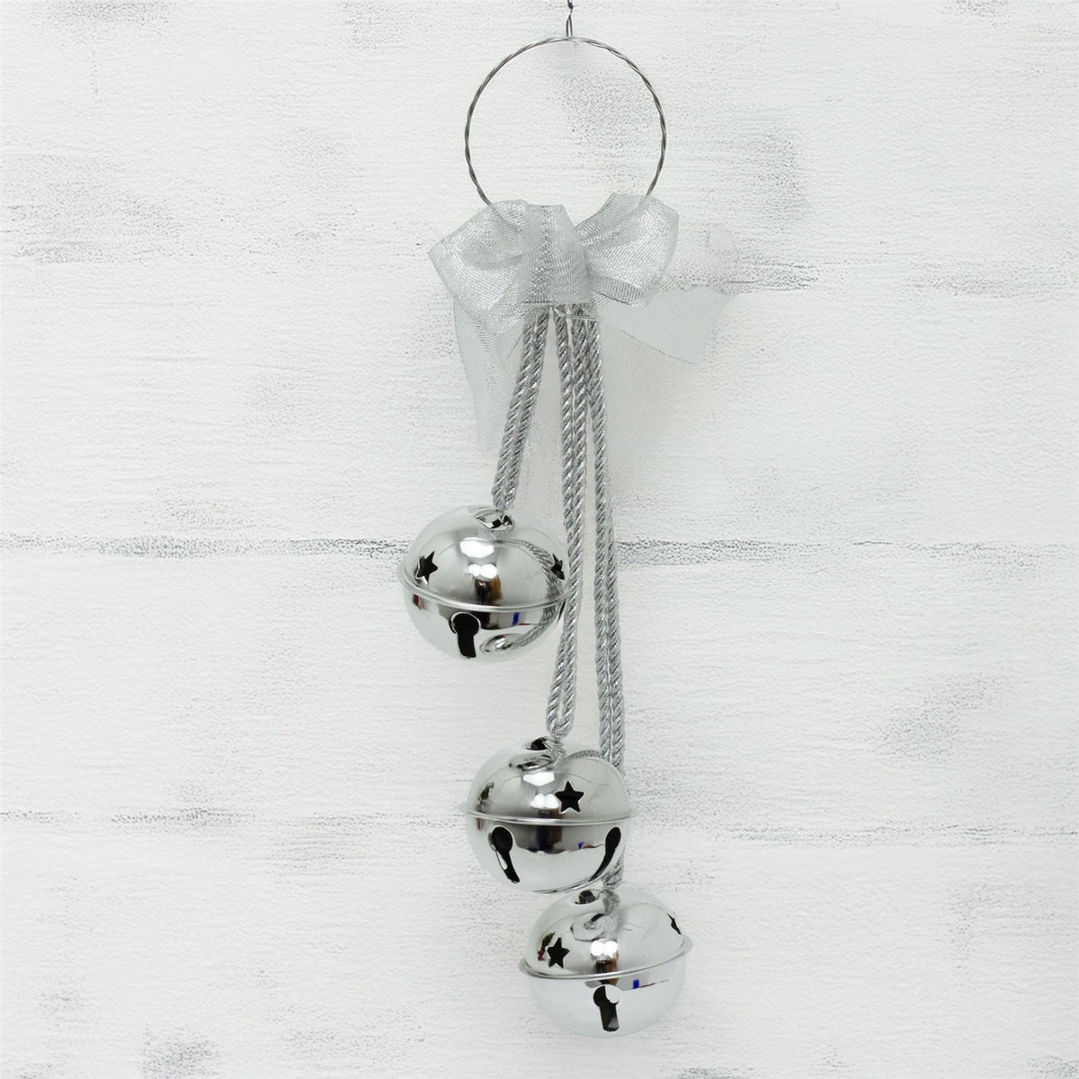 Extra Large Silver Christmas Jingle Bells Door Hanger | Hanging Bell Garland Jingle Bells - Tophatter Daily Deals