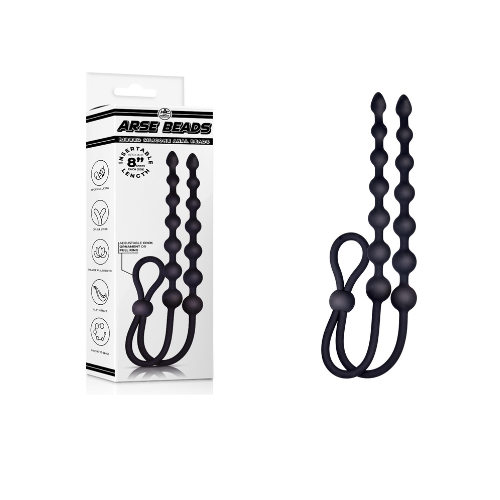 Arse Beads Adjustable Cock Ring with 8 Inch Double Ball Beads in Black Silicone > Anal Range > Anal Beads - Tophatter Daily Deals