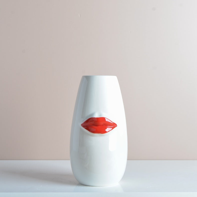 Body Ceramic Decorative Vase Characteristic Lips Valentine's Day Ornaments White 0 - Tophatter Daily Deals