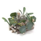 13cm Alpine Sage Christmas Tealight Candle Holder | Christmas Wreath Tea Light Holder | Christmas Candle Centerpiece Candle Holder - Tophatter Daily Deals