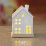 White LED Christmas House Ornament | Ceramic Christmas Village Light Up House Ornament - Tophatter Daily Deals
