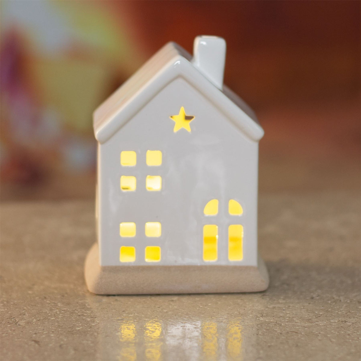 White LED Christmas House Ornament | Ceramic Christmas Village Light Up House Ornament - Tophatter Daily Deals