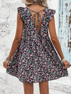 Printed V-Neck Cap Sleeve Mini Dress Casual Dresses - Tophatter Daily Deals