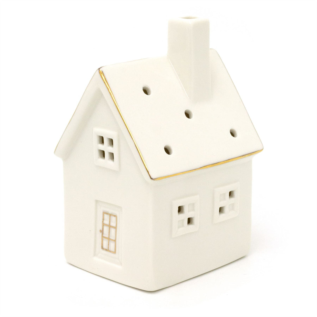 White Ceramic LED House | Light Up Christmas Ornament | Christmas Village Decor - 14cm LED Light - Tophatter Daily Deals