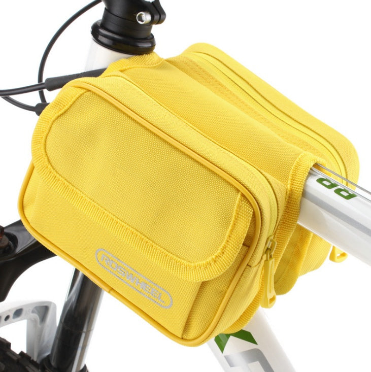 Bicycle bag front beam bag saddle bag mountain bike equipment riding bag on tube bag bicycle accessories bag Yellow 0 - Tophatter Daily Deals