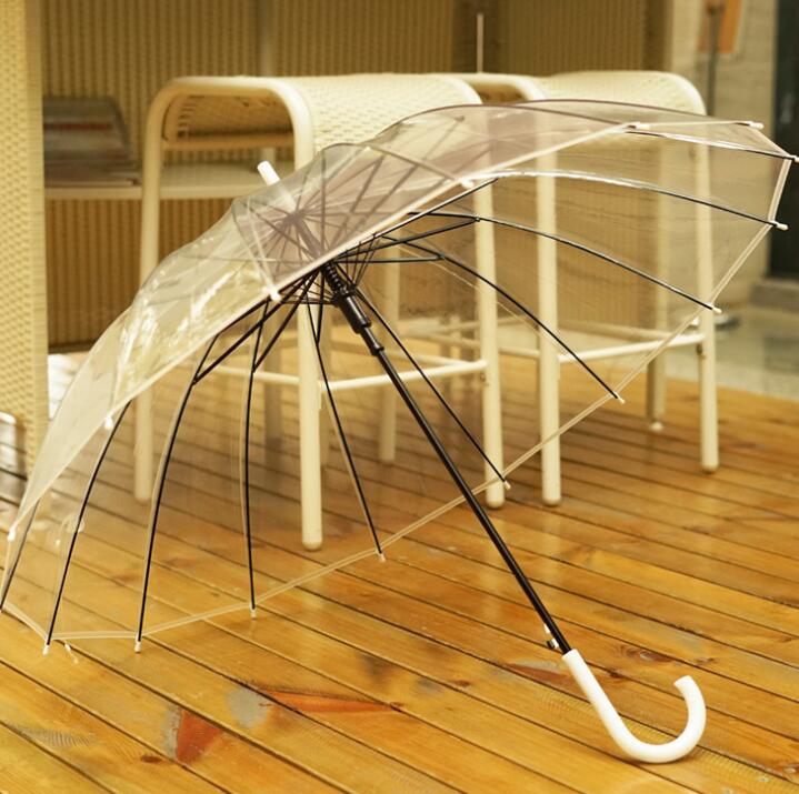 Big Long Handle 16 Rib Transparent Umbrella 0 - Tophatter Daily Deals